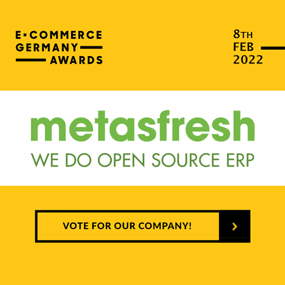 E-commerce Germany Awards 2022 - metasfresh ERP is nominated for "Best Omnichannel Solution" and "Best Logistics Solution"