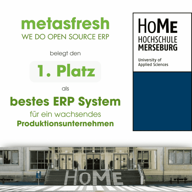 metasfresh ERP belegt Platz 1 als bestes ERP System für ein wachsendes Produktionsunternehmen